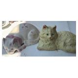 Two Metal and Cast Iron Cat Figurines