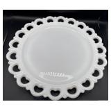White Milk Glass Plate With Openwork