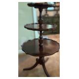 Three-Tier Mahogany Dumbwaiter Stand