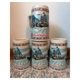 Four Miller High Life Christmas Steins by Ceramart