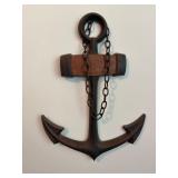 Cast Iron Anchor Decor with Chain and Wood Accent