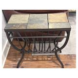 Metal Side Table with Slate Tile Top