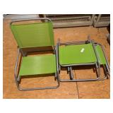 Three Green Folding Beach Chairs