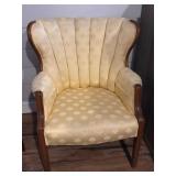 Upholstered Chair with Carved Wood Frame
