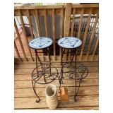 Mosaic-Top Iron tables and plant stands
