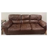 Brown Upholstered Sofa with Wear
