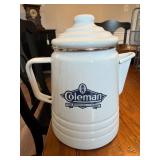 Coleman White Enamel Coffee Percolator with Spout