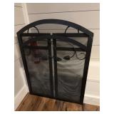 Arched Metal Fireplace Screen With Decorative Moti