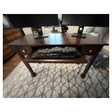 Wooden Desk With Drawers and Keyboard Shelf