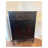 Two-Drawer Black Wooden Cabinet