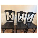 6 Black Wood Dining Chairs