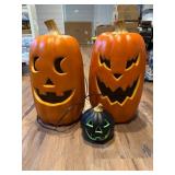 Three Light-Up Halloween Pumpkin Decorations