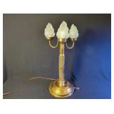 Brass Table Lamp With Frosted Shades