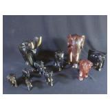 10 Carved Elephant Figurines
