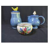 Handmade Pottery Set with Signatures