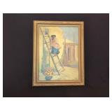 Framed Painting Signed E. Roe, 1932