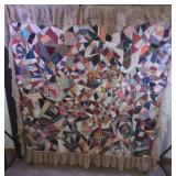 Handmade Crazy Quilt With Lace