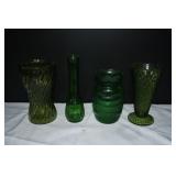 Green Glass Vase Lot
