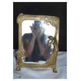 Art Noveau Solid Brass Lady By The Lake Mirror