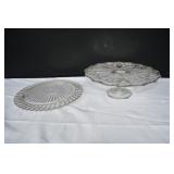 Vtg LE Smith Pedestal Cake Stand & Pinwheel Plate