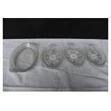 Set of 3 AH Feather & Pearl Glass Dishes