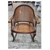Antique Woven Cane Armchair Rocking Chair