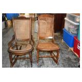 Pair of Wood & Rattan Rocking Chairs