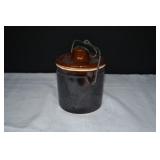 Vtg Brown Glazed Stoneware Crock