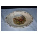 Porcelain Pheasant Platter w/ Gold Trim