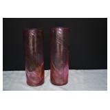 Pair of Pink Hand Blown Glass Vases