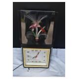 Vtg 1980s Fiber Optic Flower Lamp & Clock