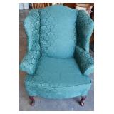 Beautiful Green Floral Wingback Chair