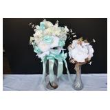Pair of Faux Floral Arrangements w/ Vase