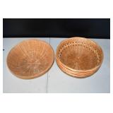 Lot of 5 Wicker Round Bread Baskets