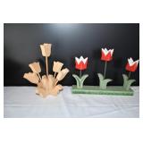 Pair of Wooden Tulip Decor