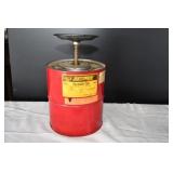 Vtg 1 Gal Justrite Plunger Safety Can