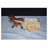 Vtg Ceramic Horse & Cart Planter