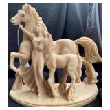 1970's Woman and Horses Statue