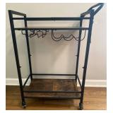 Metal and Wood Serving Cart