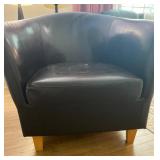 Black Barrel Chair with Wood Legs