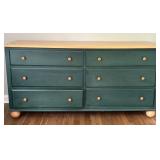 Green and Wood Six-Drawer Dresser