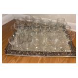 Glassware Set with Ornate Tray