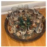 Glassware Set With Silver Plated Tray