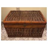 Large Wood and Wicker Chest