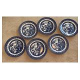 6 Churchill Blue Willow Plates