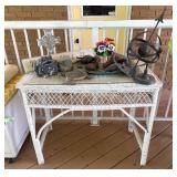 White Wicker Table, 36x19x30
