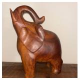Hand-Carved Wood Elephant Figurine