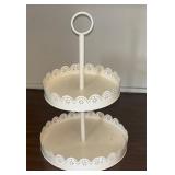 White Metal Two-Tier Tray