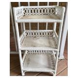 White Three-Tier Wicker Shelf