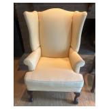Wingback Chair With Light Yellow Upholstery